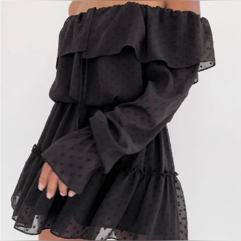 Rumored Senorita Off Shoulder Mini Dress in Black - Size M - Picture 3 of 7